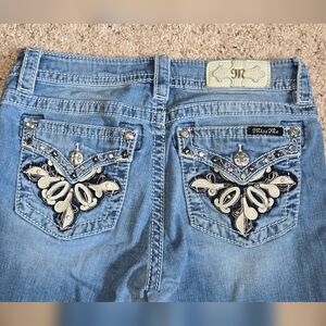 Miss Me Hailey Ankle Skinny Jeans Size 28 Embellished Pocket Stretch Medium Wash